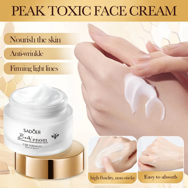 New Bee Venom Anti-aging Face Cream Fade Wrinkle Firming Lifting Facial Cream Forehead Wrinkle Removal Moisturizing Skincare 50g Peaceful Pleasures Health and Wellness