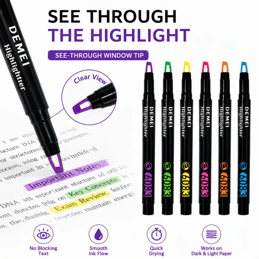 Transparent Highlighter Window Pen Tip Soft Grip Anti Bleeding Ink Peaceful Pleasures Health and Wellness