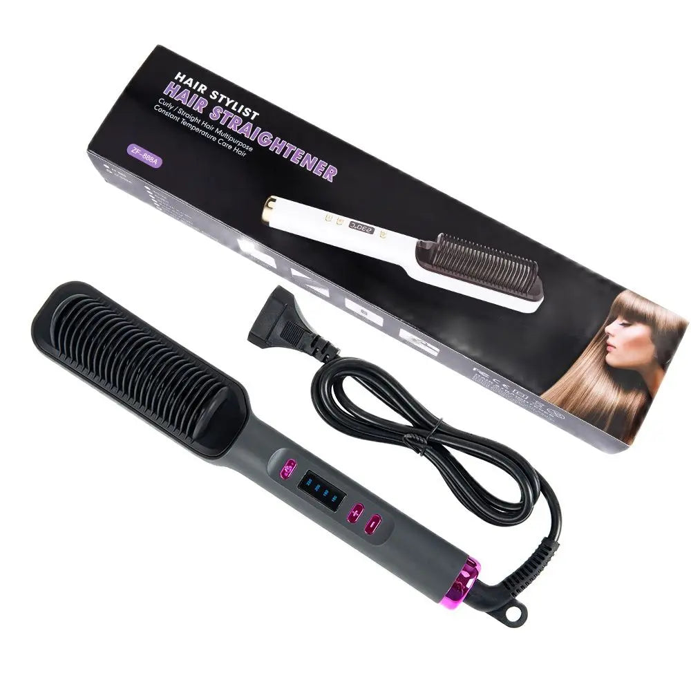 Alileader Straightener Brush Smooth Frizz 30 S Fast Heating 60 Min Auto-Off Women Hairstyle Tools Suitable Long/Thick/Wigs Hair Peaceful Pleasures Health and Wellness Grey US