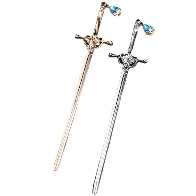 Vintage Sword Hair Stick – Metal Hairpin for Women