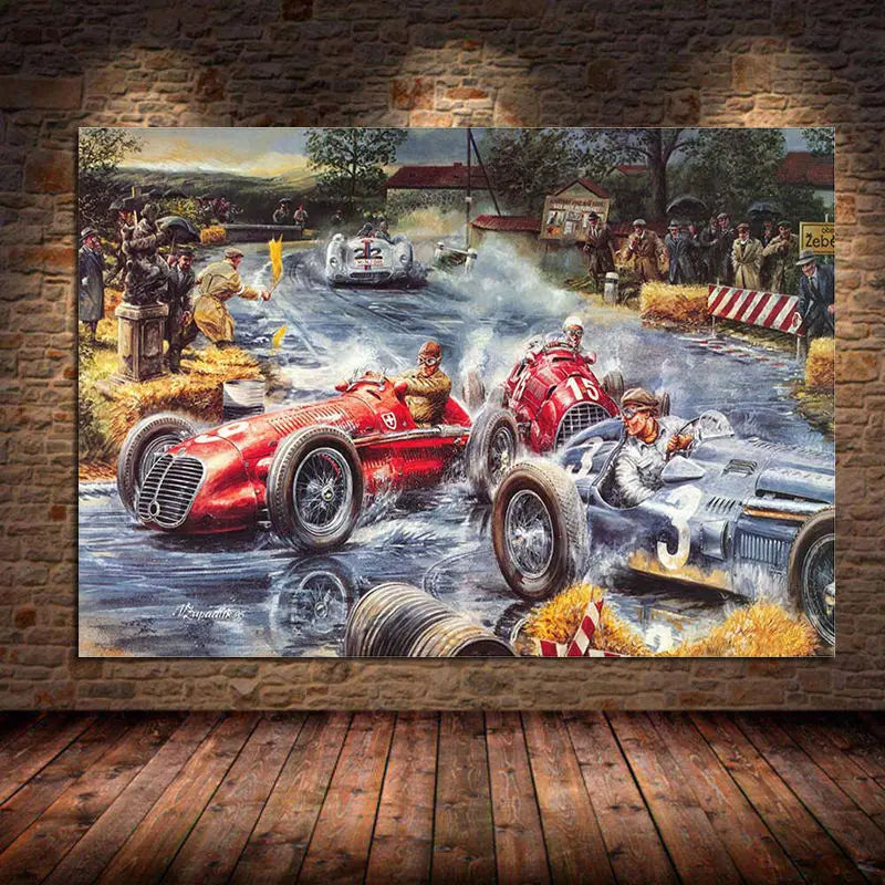 Vintage Racing Car Canvas Wall Art | Retro Classic Car Poster Canvas Wall Art Peaceful Pleasures Health and Wellness 2 20x40cm