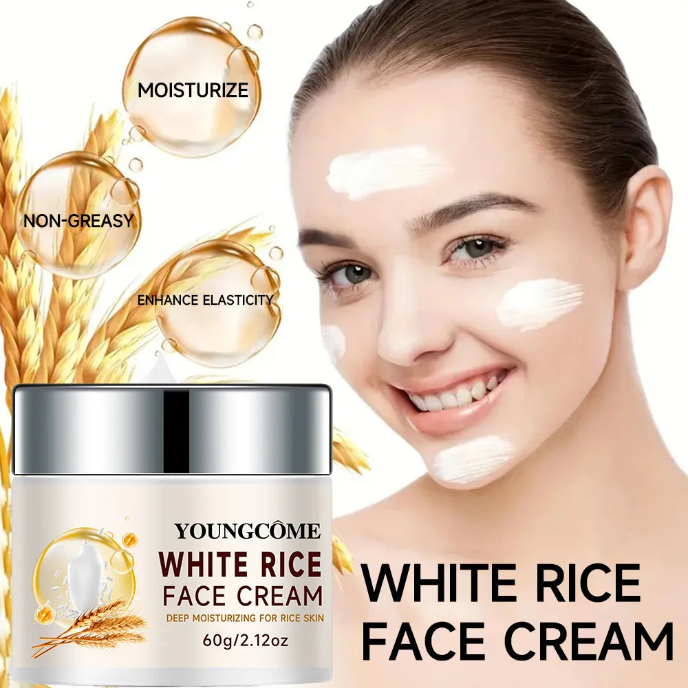 YOUNGCOME Rice washing water moisturizin g face cream, suitable for dry and rough skin, Improves the texture of skin Peaceful Pleasures Health and Wellness