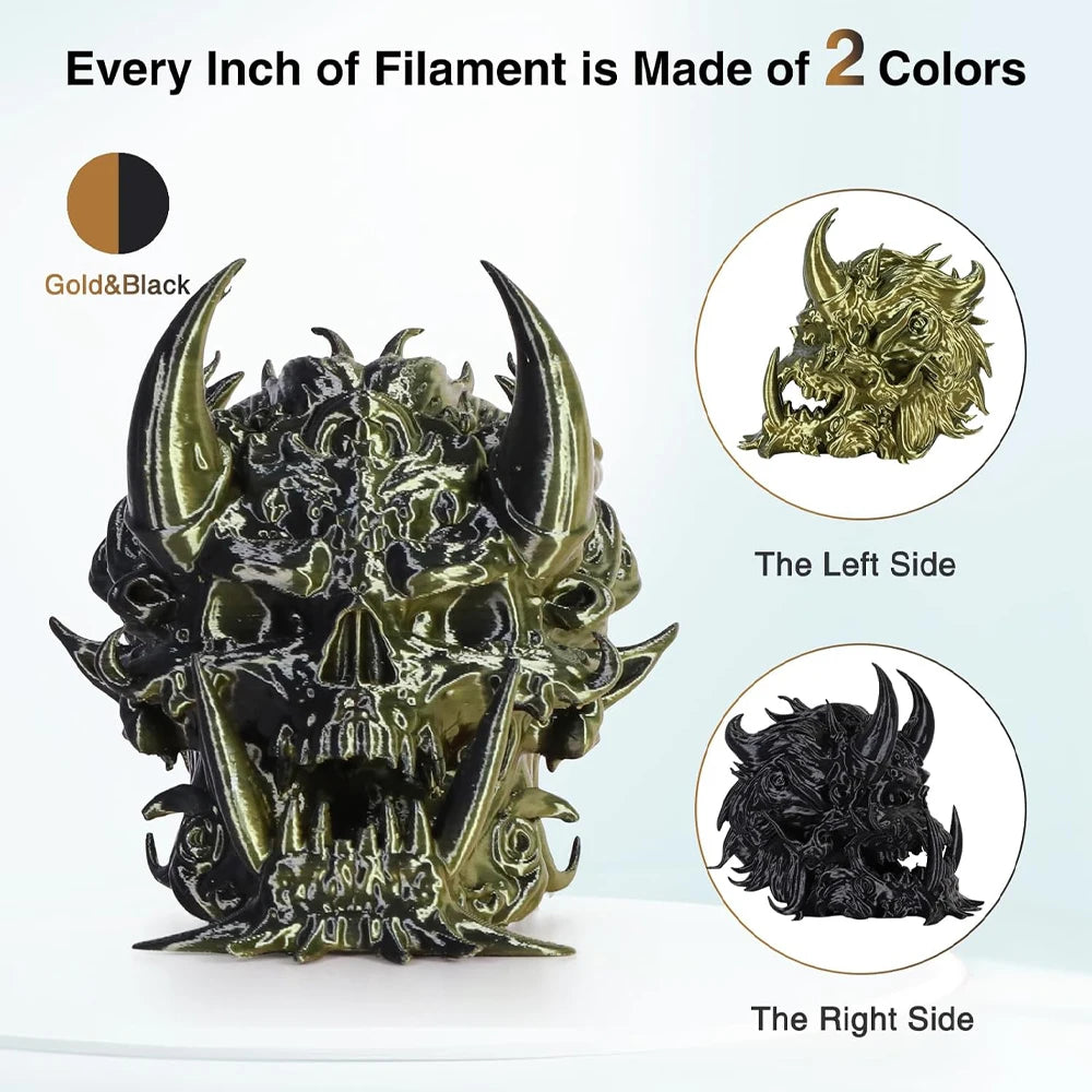 Dual Color Silk PLA Filament 1.75mm – 4 Spools 250g | DINGSUN