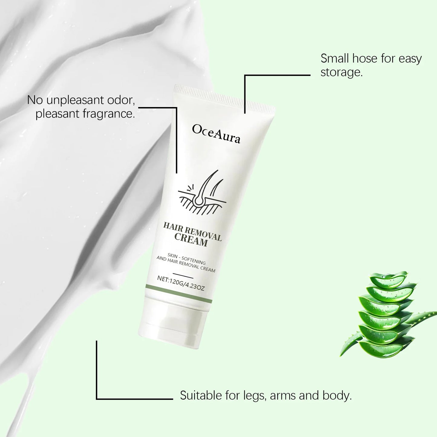 120g Gentle Hair Removal Cream | Aloe & Glycerin, Pore Shrink