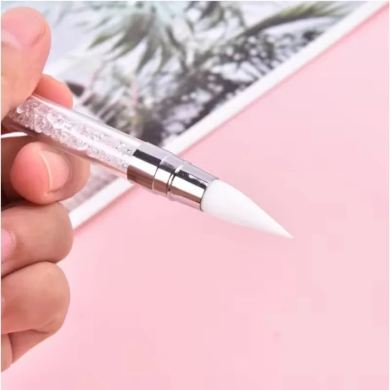2pcs Double Head Silicone Nail Art Pen Carving Flower Sculpting Pen Adjustable Glue Stick Embossing Brush Professional Manicure Peaceful Pleasures Health and Wellness