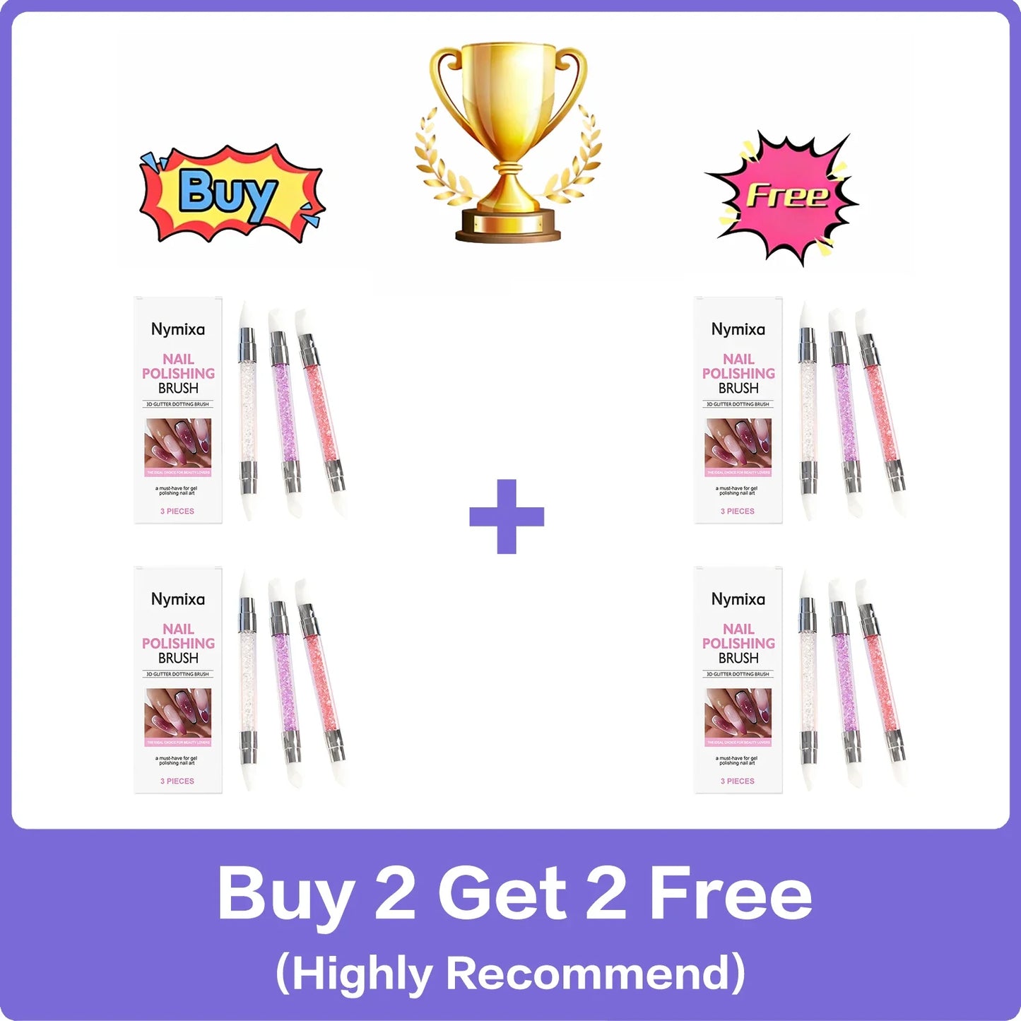 3-Piece Dual Head Silicone Nail Art Pen – Glitter Dot & Line