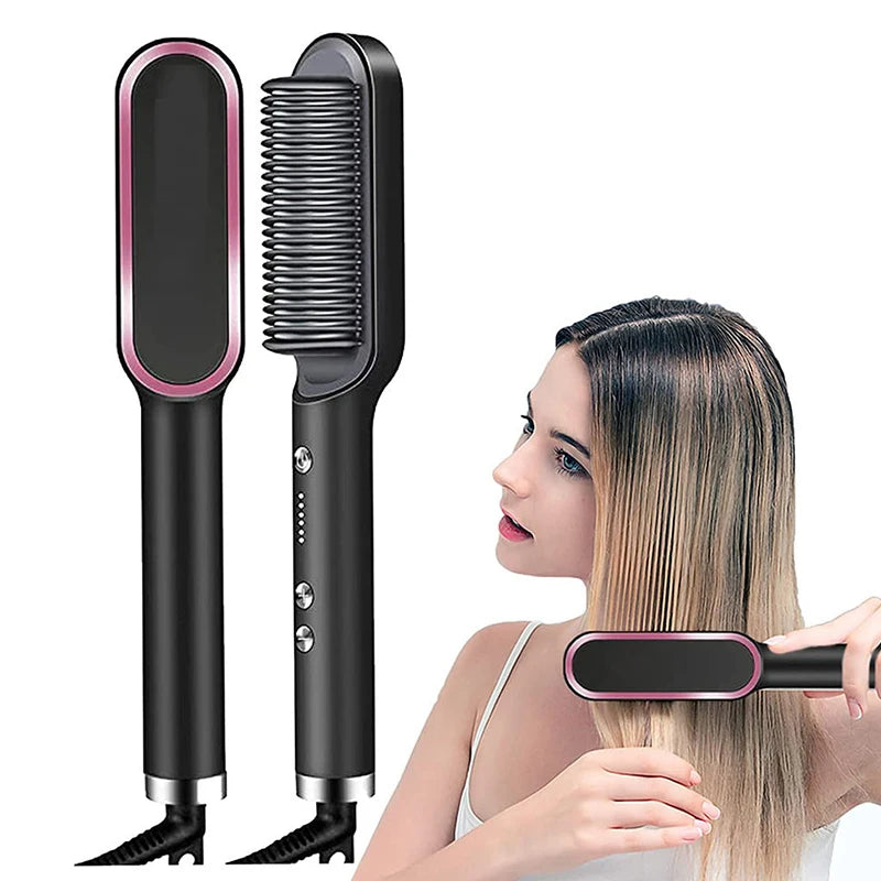 Electric Hair Straightener Brush Fast Heating 3-Min Styling Global Patent Overheat Protection Anti-Scald Portable Hotel Salon Peaceful Pleasures Health and Wellness