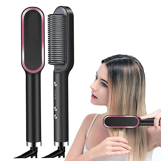 Electric Hair Straightener Brush Fast Heating 3-Min Styling Global Patent Overheat Protection Anti-Scald Portable Hotel Salon Peaceful Pleasures Health and Wellness