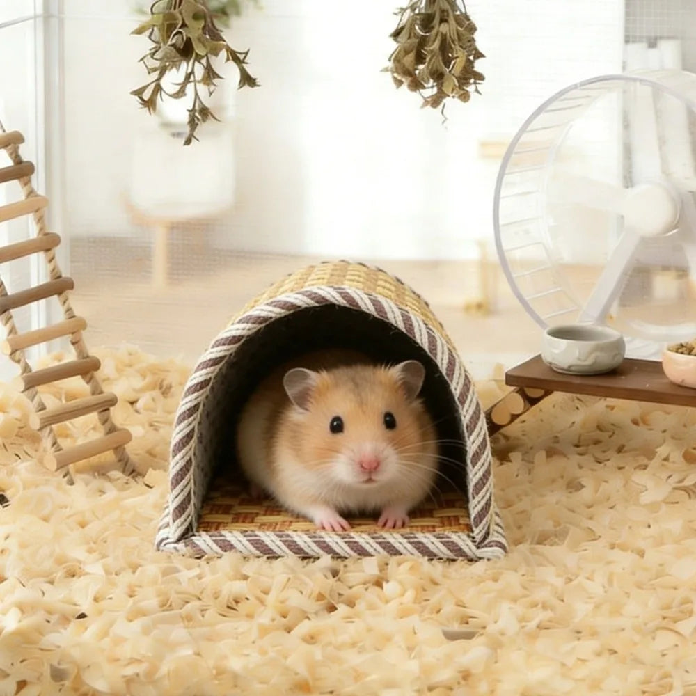 Bamboo Hamster Cave Nest | Cool Breathable Summer Pet Shelter