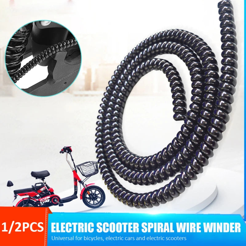 1/2Pcs Spiral Cable Management Wrap Tube Wear Resistant Flexible Wire Organizer for Bike Motorcycle and Electric Scooter Peaceful Pleasures Health and Wellness