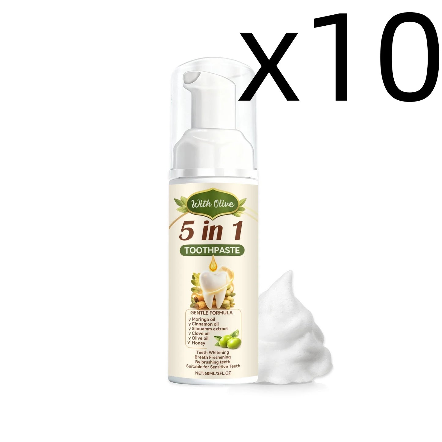 Olive Teeth Clean Toothpaste for Oral Health Peaceful Pleasures Health and Wellness 60ml X 10PCS
