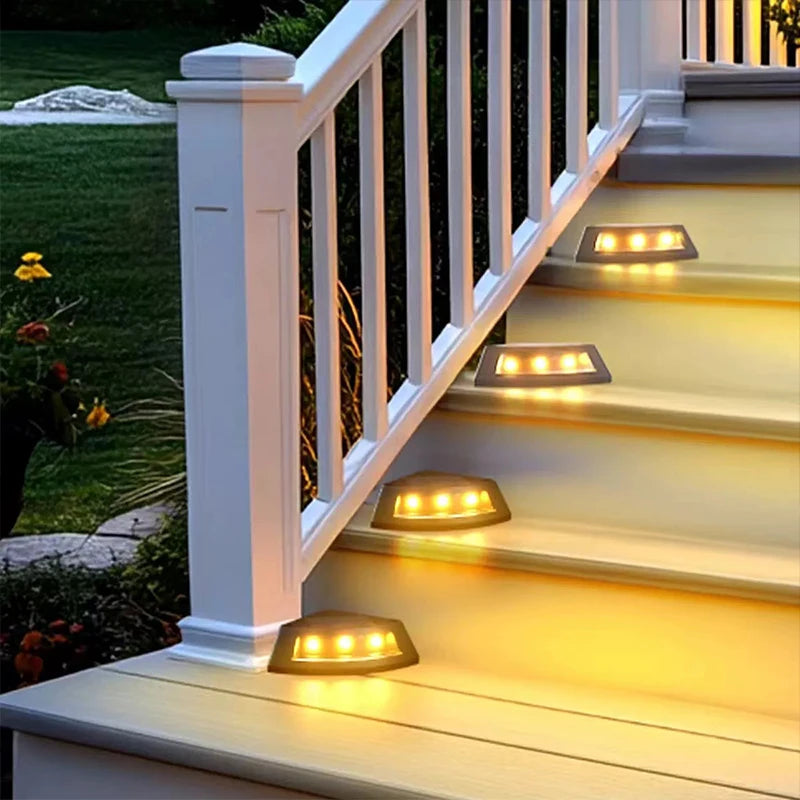 Solar Stair Lights Outdoor Waterproof LED | Garden Steps 4-8 Pack