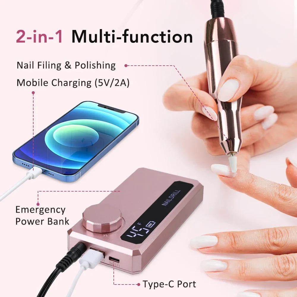 Wireless Electric Nail Drill 45000RPM 4000mAh | Manicure Tool