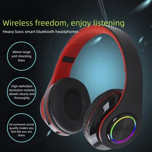 Wireless Bluetooth 5.0 Headphone With Microphone On-Ear Headset Stereo Sound Earphones Sports Gaming Foldable Headphones Game Peaceful Pleasures Health and Wellness