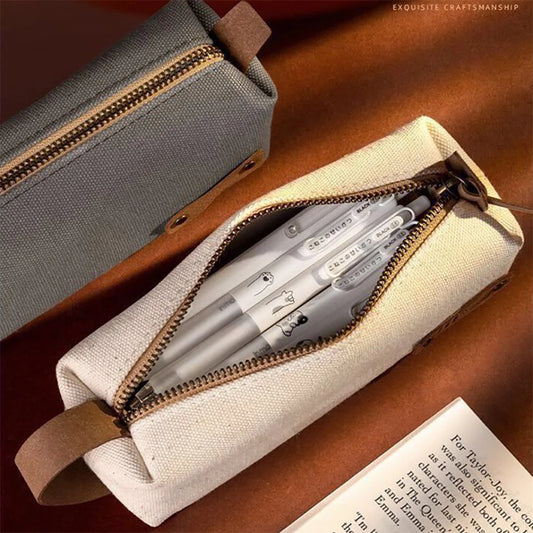 Handheld Student Portable Zipper Pencil Case Japanese Storage Bag Peaceful Pleasures Health and Wellness