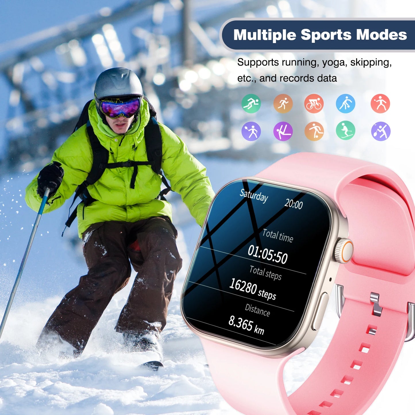LOMAXFR 2.02" HD Smartwatch – BT Calling & Sports Tracking