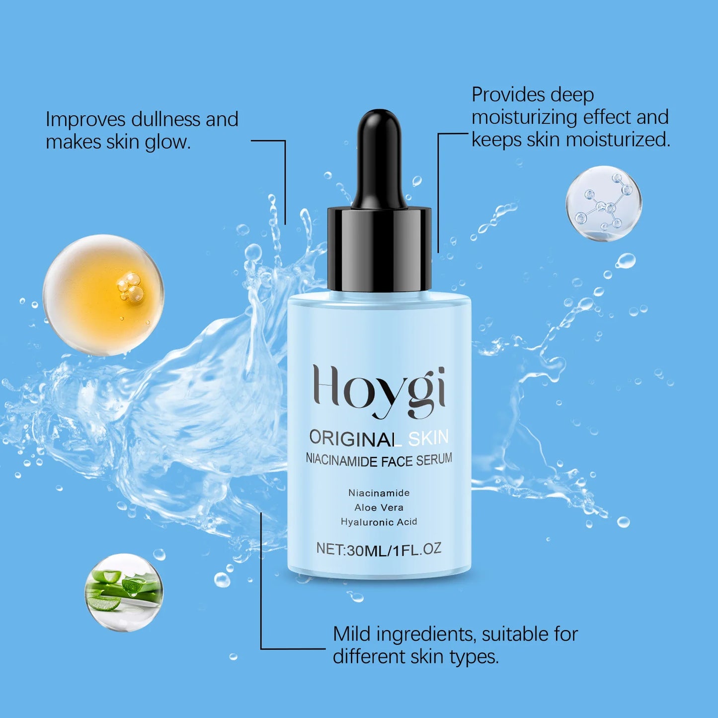 Hoygi Nicotinamide Face Serum for Reduce Melanin Fade Dark Spot Repair Nourishing Blue Copper Titanium Facial Skin Care Essence Peaceful Pleasures Health and Wellness