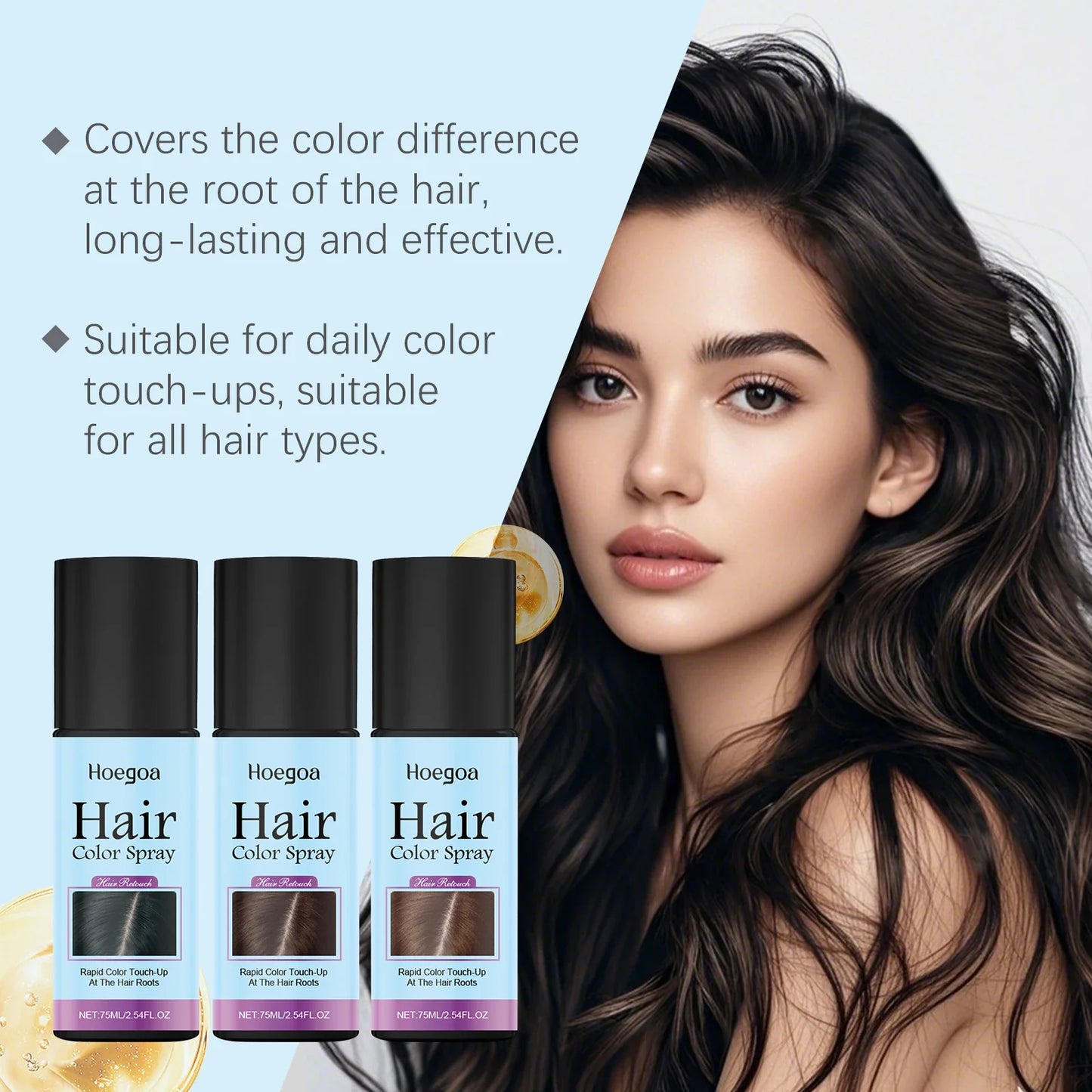 HOEGOA Temporary Hair Color Spray – Root & Gray Coverage