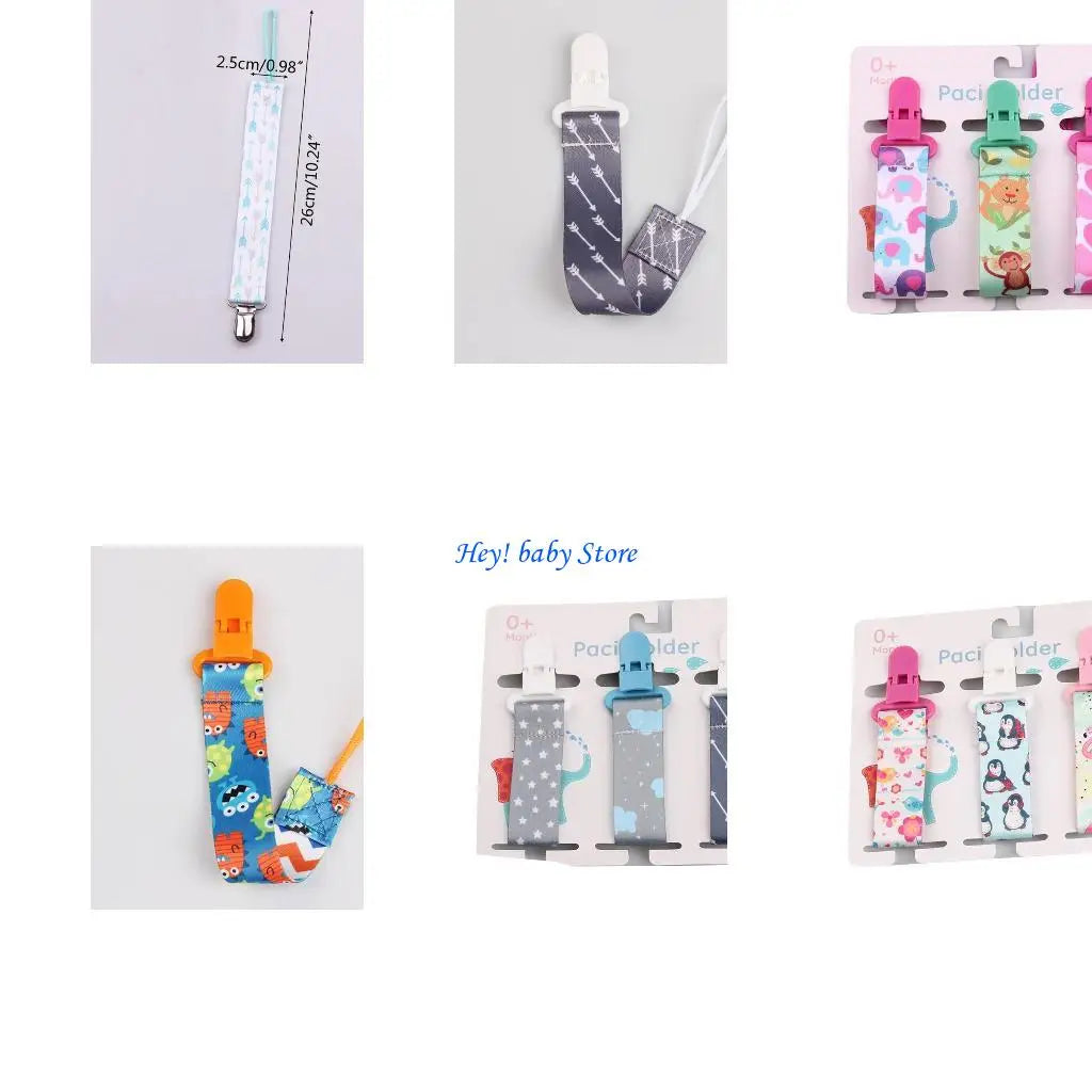Cartoon Baby Pacifier Clips 3-Pack | Soother Holder Chain