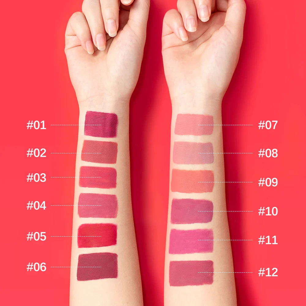 Matte Velvet Liquid Lipstick – Waterproof, Long-Lasting, 12 Shades