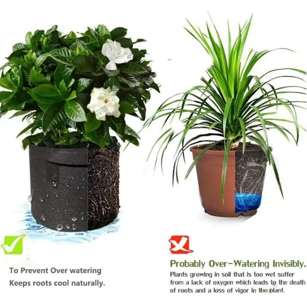 5-Pack Grow Bags/Aeration Fabric Pots with Handles(Available Capacities: 3 Gallon，4 Gallon, 5 Gallon, 7 Gallon, 30 Gallon) Peaceful Pleasures Health and Wellness