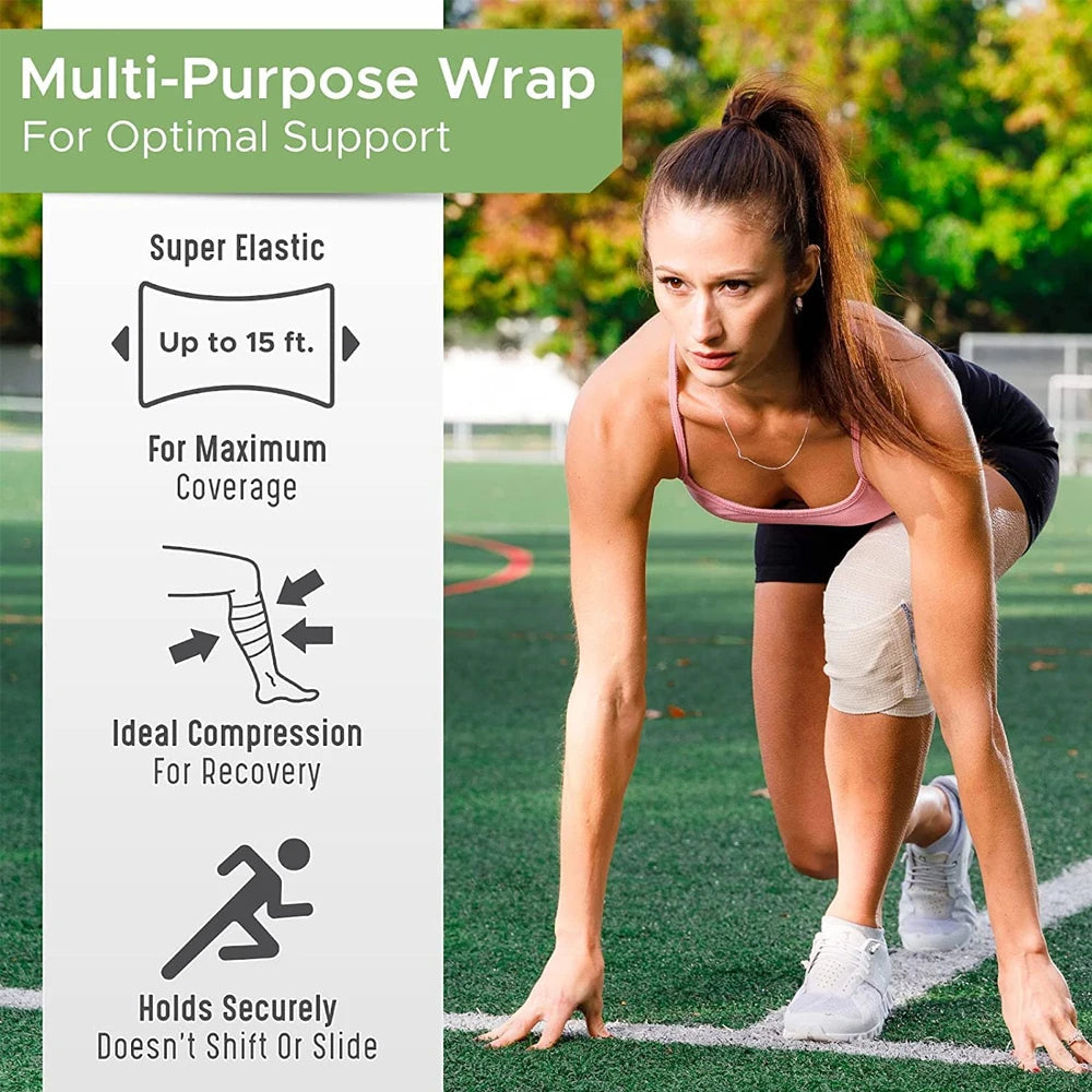 2 Roll Elastic Compression Bandage Wrap - Premium Quality with Self-Closure, Athletic Sport Support Tape Rolls for Ankle, Wrist Peaceful Pleasures Health and Wellness