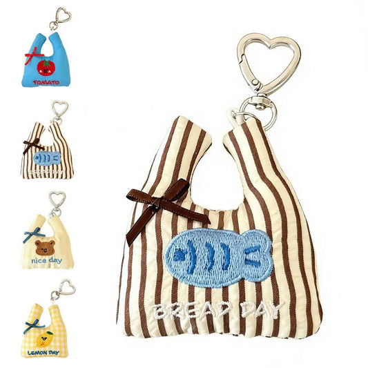 Kawaii Embroidered Mini Bag Keychain Charm | Cute Bag Pendant Bag Charm Keychain Peaceful Pleasures Health and Wellness