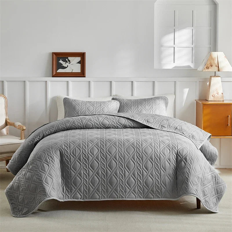 Quilt Bedding Sets, Lightweight Soft Bedspread Coverlet with Pillow Cases, Quilted Blanket Thin Comforter Bed Cover, All Season Peaceful Pleasures Health and Wellness Bedspread Gray A Twin 176X230 cm