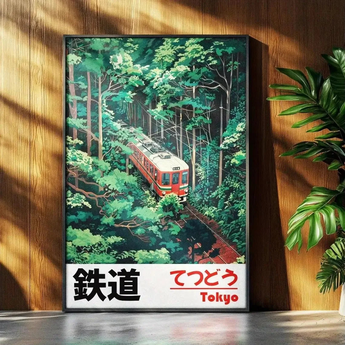 Retro Japanese Railway Landscape Canvas Print Tokyo Rainy Night Street Wall Art Poster for Modern Living Room Bedroom Home Decor Peaceful Pleasures Health and Wellness WO733 20x30cm Unframed