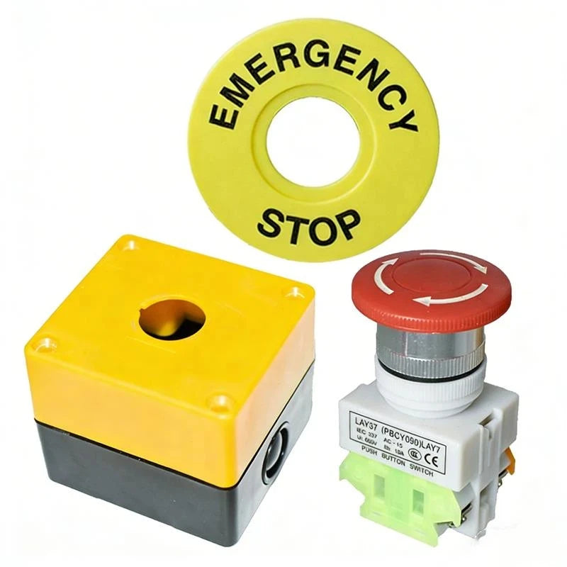 1Set 10A Emergency Stop Button Switch Box Waterproof Safety STOP Push Button With Rain Cover For Industrial Machine Peaceful Pleasures Health and Wellness