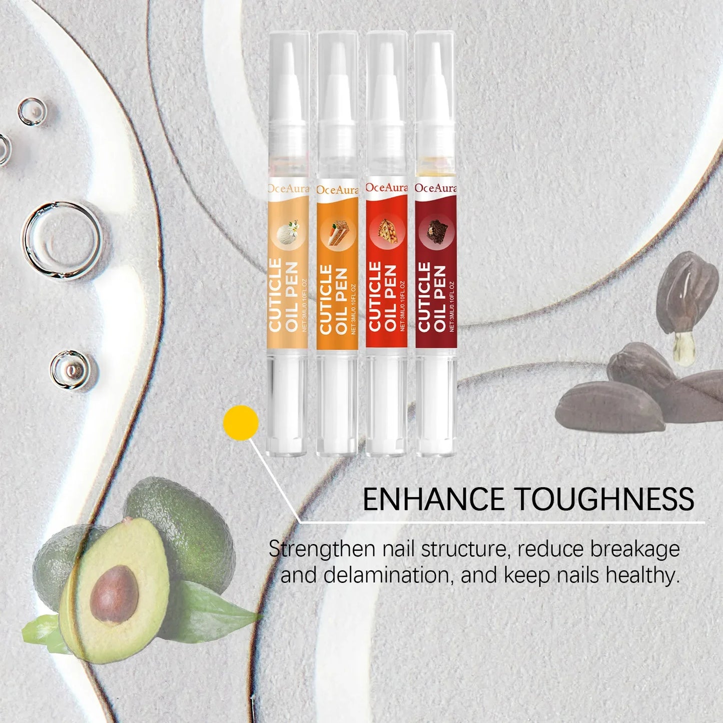 OceAura Nail Cuticle Oil Pen Set – 4-Piece Nourishing Kit