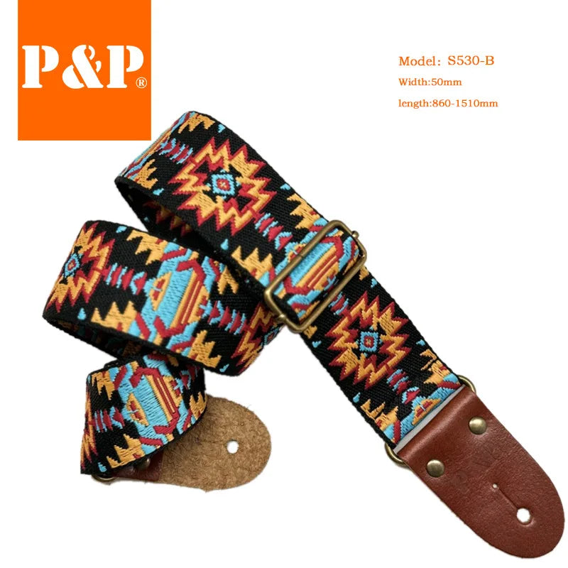 Leather Acoustic Guitar Strap Thickened Cowhide Woven Folk Electric