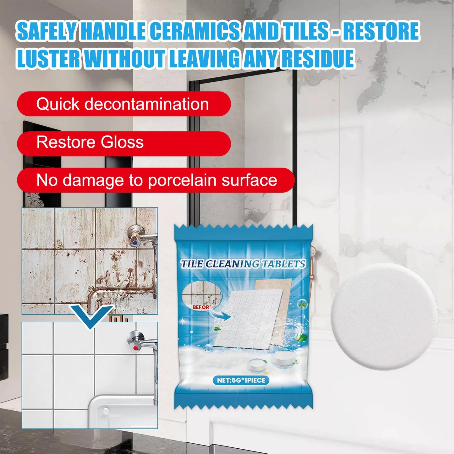 Tile Cleaning Tablets – Remove Grime, Soap Scum & Bacteria
