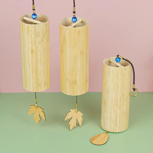 Antique Bamboo Wind Chime Hand Cranked Tube Chord Courtyard Outdoor Peaceful Pleasures Health and Wellness