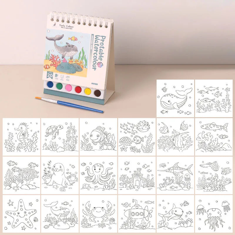 Creative Coil Vertical Watercolor Painting DIY Graffiti Book Built-in
