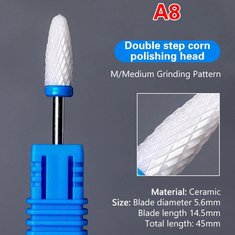 Ceramic Milling Cutter Nail Drill Bit Electric Manicure Pedicure Mill Bits Machine Files Nail Art Tools Equipment Peaceful Pleasures Health and Wellness A8