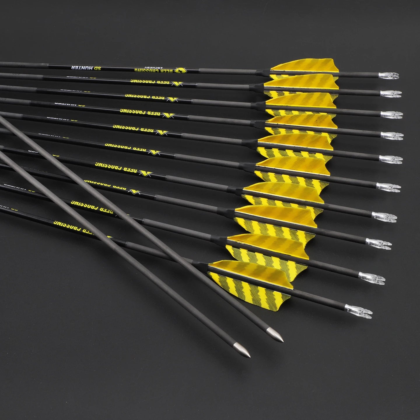 Archery Pure Carbon Arrows ID4 2 Spine 300-1000 3 Natural Feather