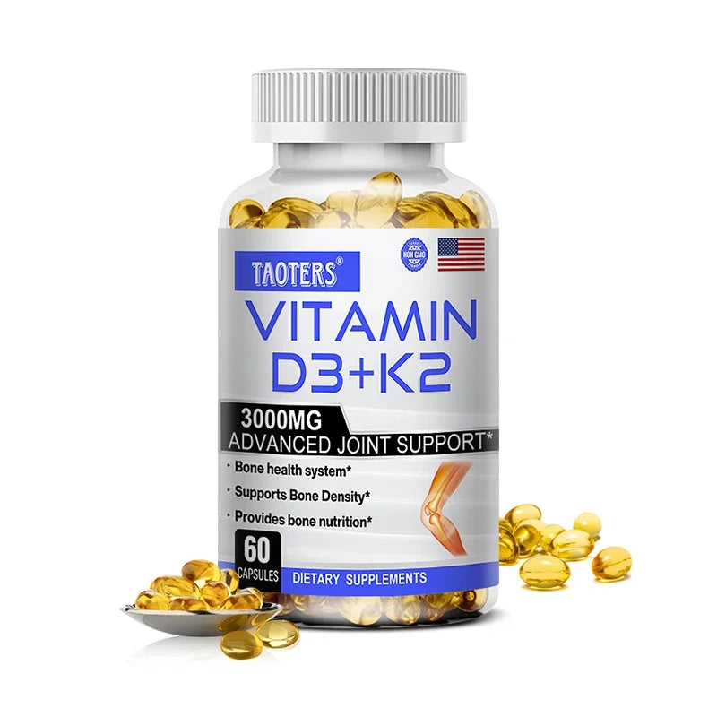 3000 mg Vitamin D3 and K2 Calcium Supplement Peaceful Pleasures Health and Wellness 60 count-1 bottle