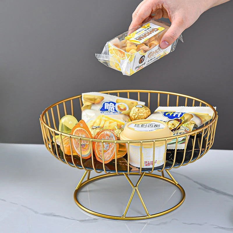 1 Piece of European-style Light Luxury Fruit Plate, Creative Living Room Home Fruit Basket, Afternoon Tea Candy Dessert Stand Peaceful Pleasures Health and Wellness