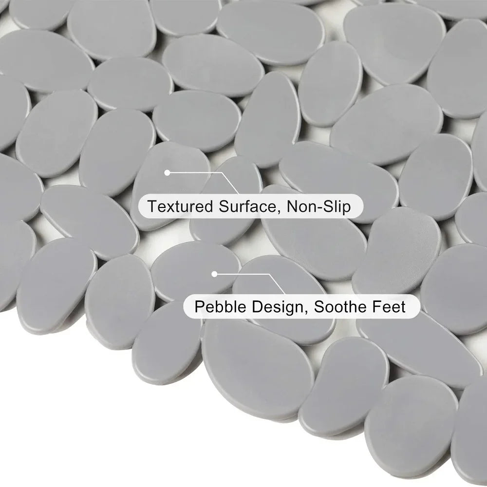 Non-Slip Pebble Bath Mat | Suction Cups & Drain Holes