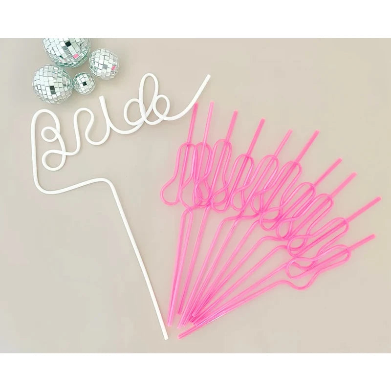 11pc Bride Reusable Straws | Bachelorette Bridal Shower Party