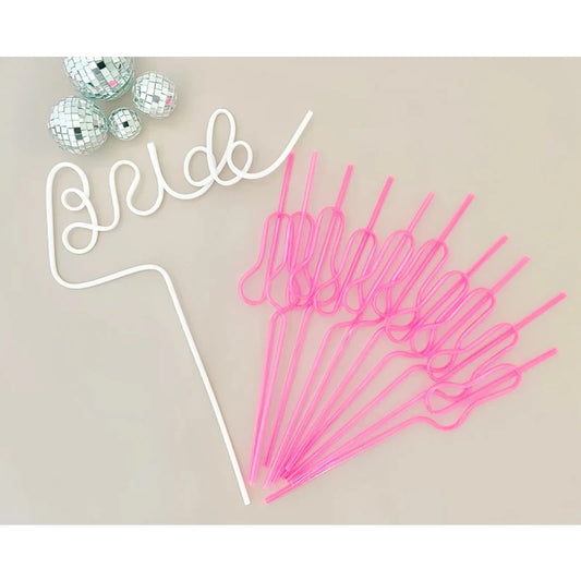 11pc Bride Reusable Straws | Bachelorette Bridal Shower Party Novelty Party Straws Peaceful Pleasures Health and Wellness A 11pcs