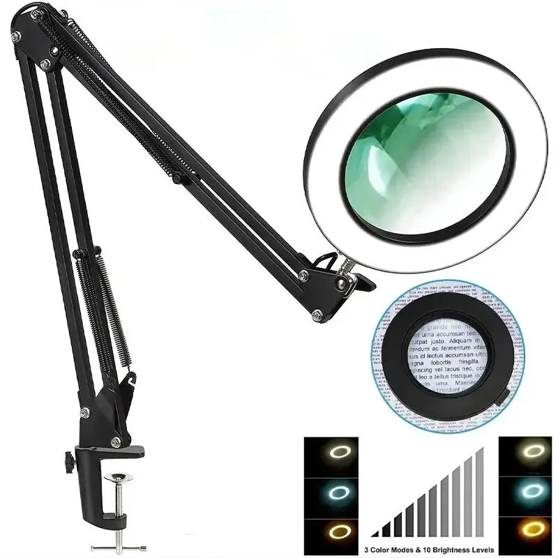 72LED 8X/10X NEW Illuminated Magnifier USB 3 Colors LED Magnifying Glass For Skincare Beauty/Table Lamp/Soldering Iron Repair Peaceful Pleasures Health and Wellness