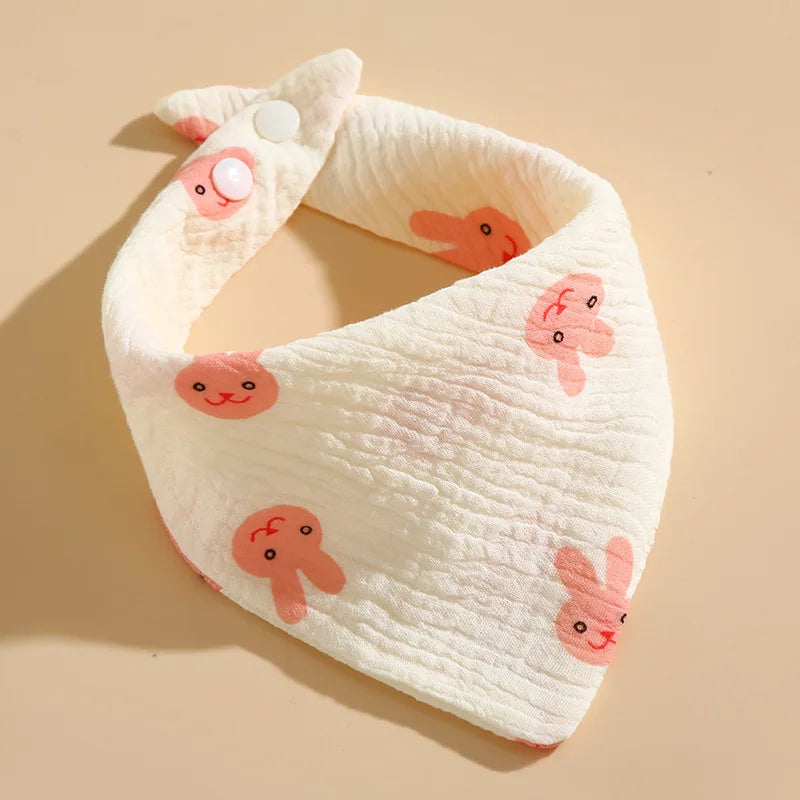 Baby Cotton Bib Burp Cloth | Soft Ruffle Cartoon Embroidery Snap