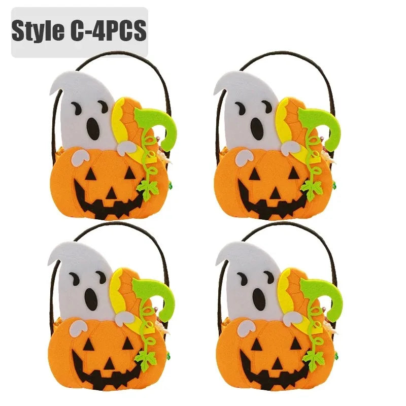 Halloween Felt Pumpkin Trick or Treat Bags with Handle | 1-6 Pack