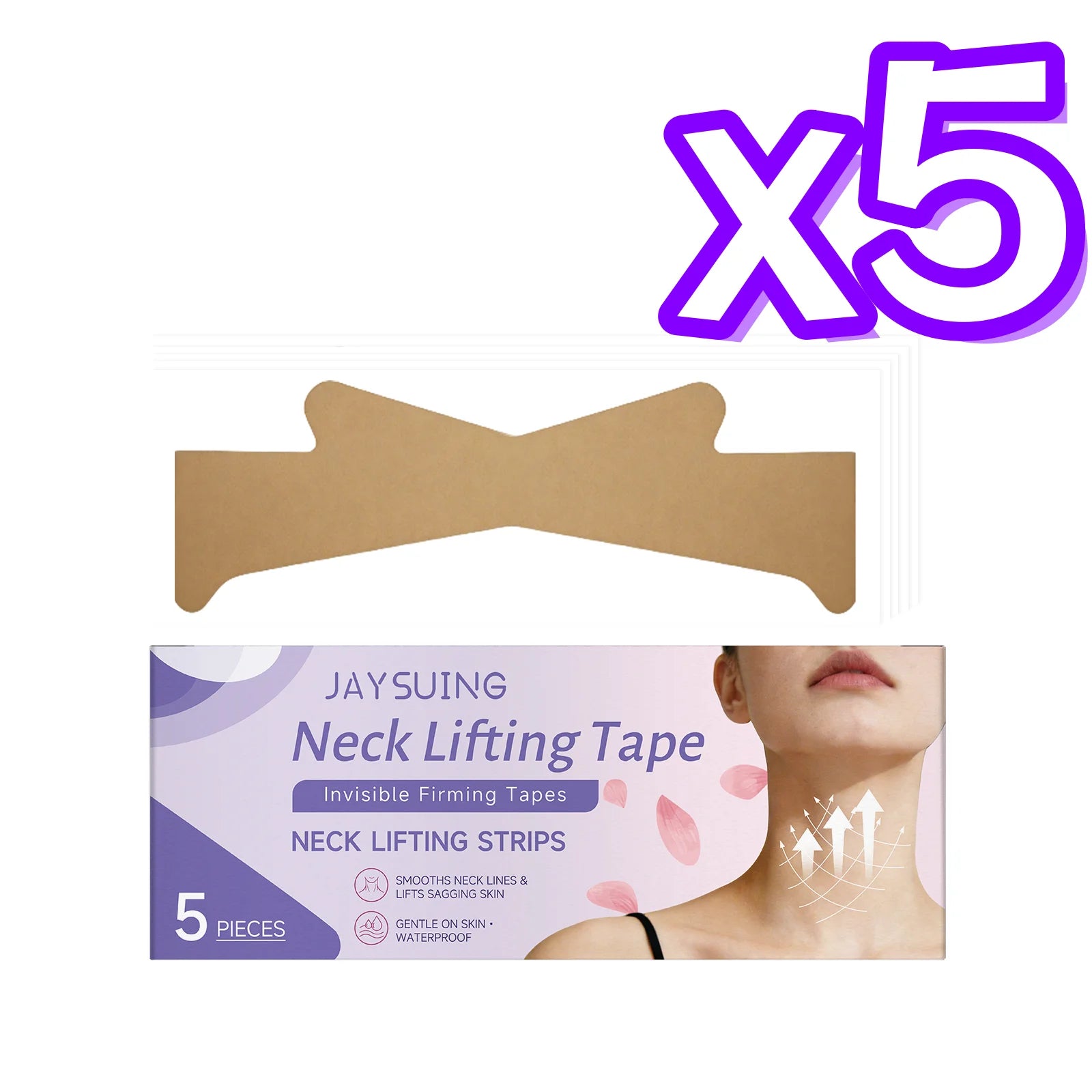 Jaysuing Collagen Neck Mask Reduce Neck Wrinkles Tightening Neck Contour Improve Rough Skin State Brighten Neck Liftng Patches Peaceful Pleasures Health and Wellness 5pcs Boxed x 5