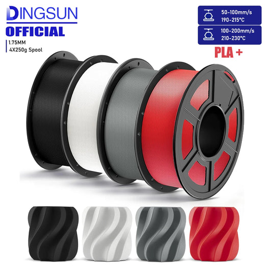 DINGSUN PLA+ 3D Filament 1.75mm | ±0.02mm | 250g–1kg Bundle 3D Printer Filament Peaceful Pleasures Health and Wellness 4 Color set