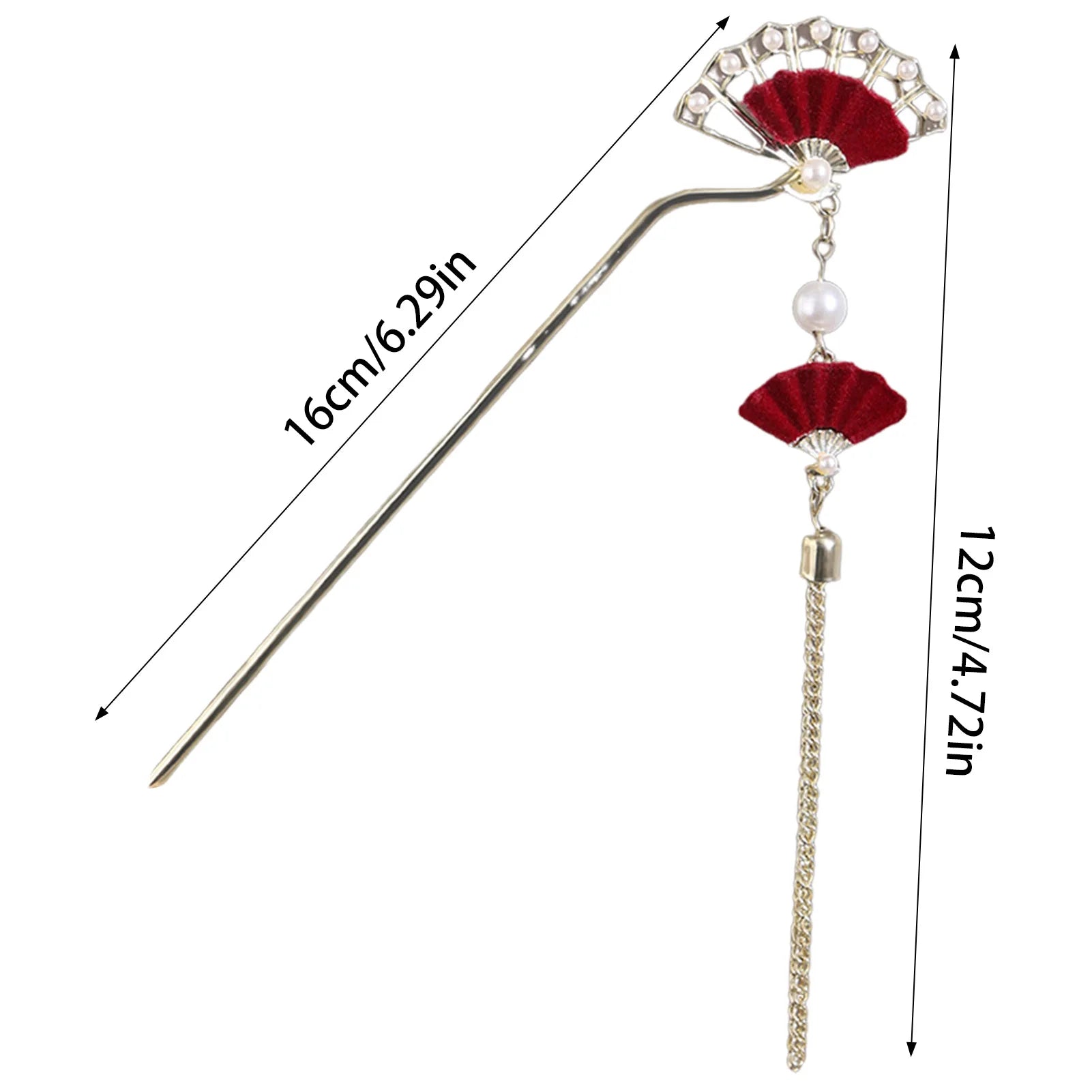 New Chinese Style Fan Shaped Hairpin with Oearls Tassel Vintage Bridal Hair Accessories Handmade Hanfu Hair Sticks for Women Peaceful Pleasures Health and Wellness