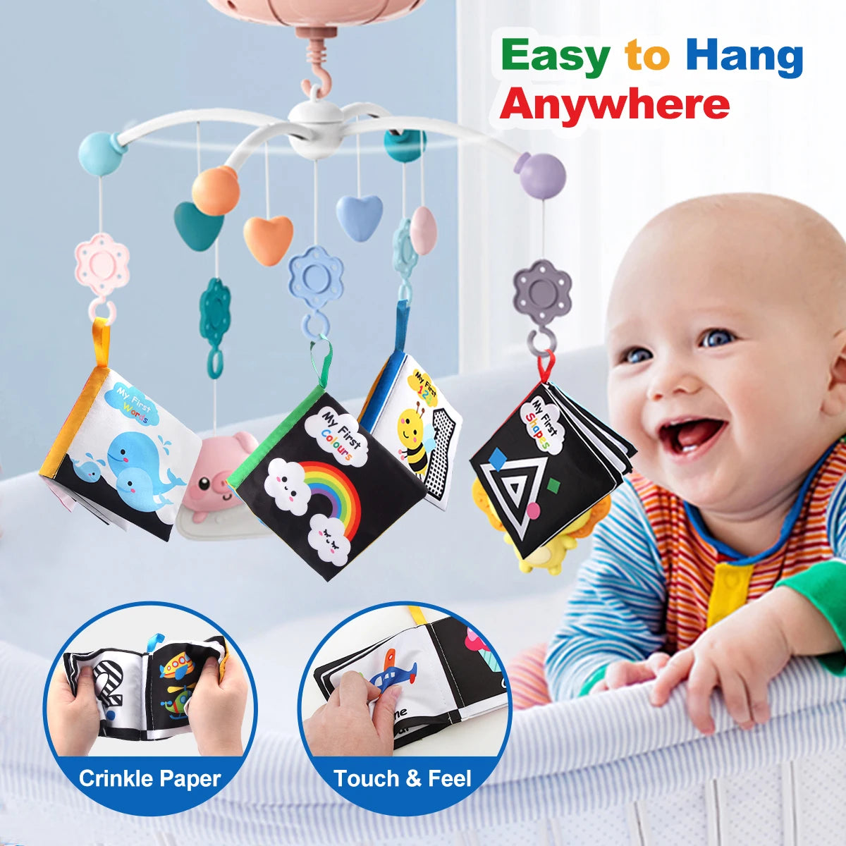 Baby Soft Cloth Books Rustle Sound Quiet Infant Early Learning