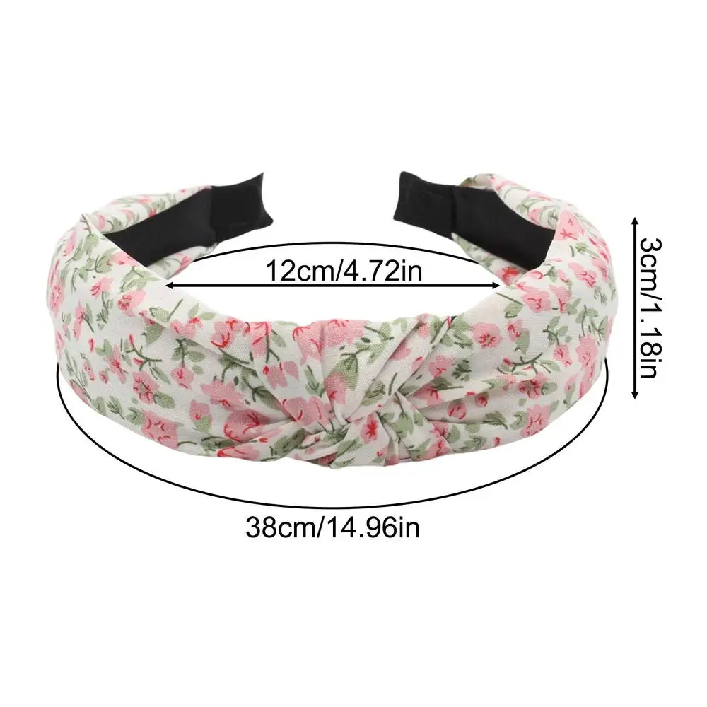 Floral Knotted Headband for Women – Non-Slip Fabric Hair Hoop